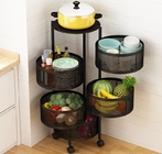 Baja karbon Putaran Rotatable Multi Layer Kitchen Shelf Untuk Sayuran Buah